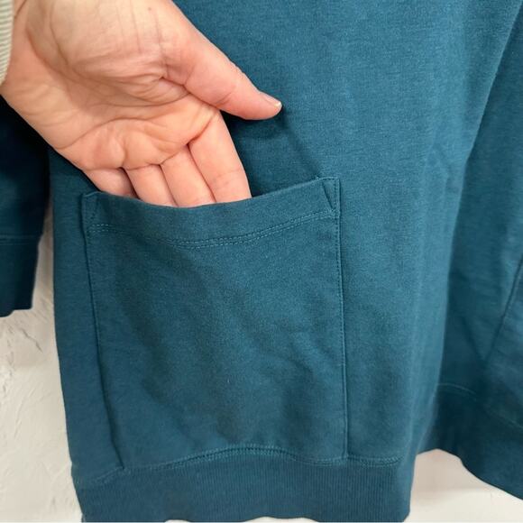 Soft Surroundings Teal Blue Snap Henley Tunic Top Long Sleeve Sweater Womens M - Picture 7 of 12
